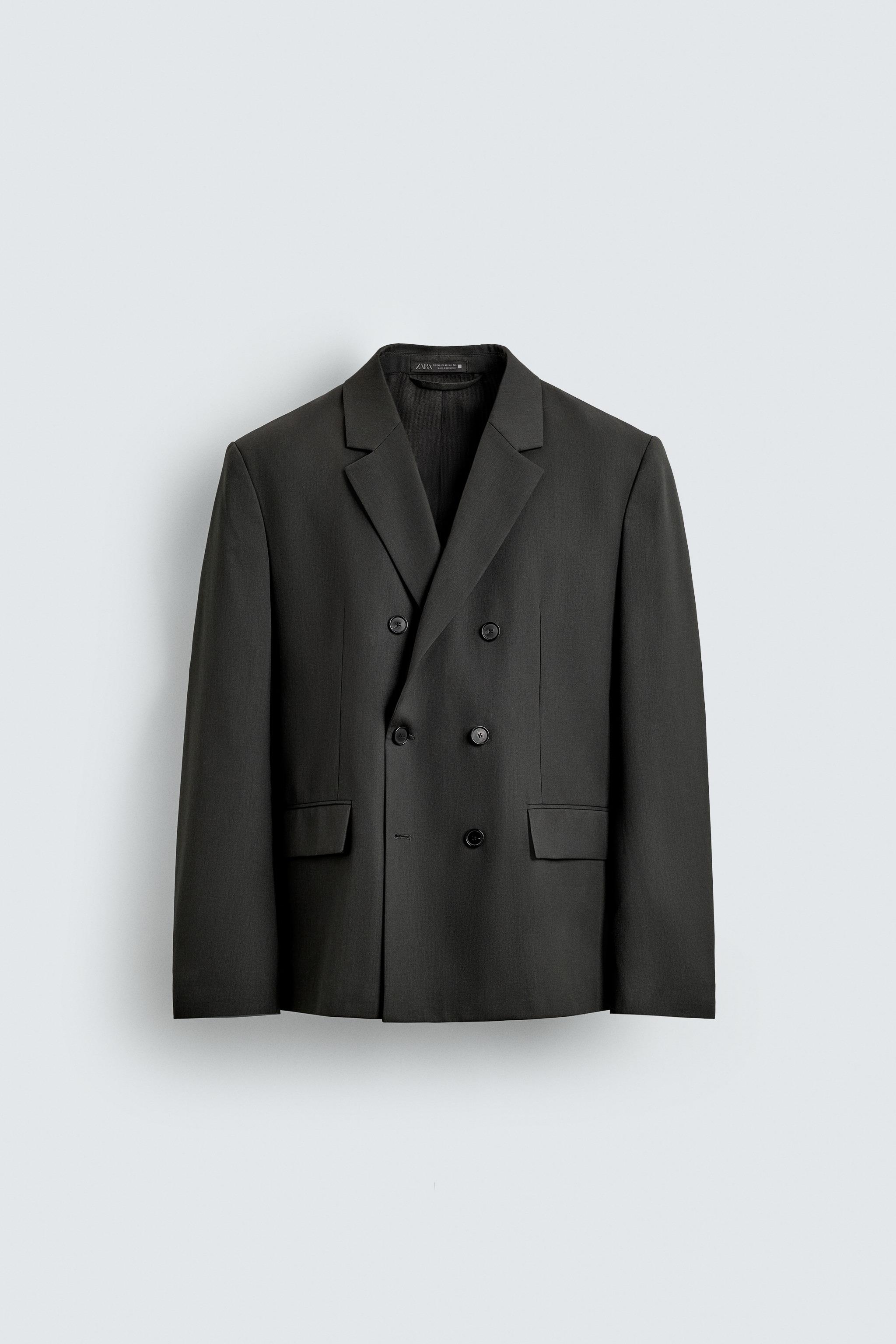 DOUBLE BREASTED WOOL BLEND SUIT JACKET